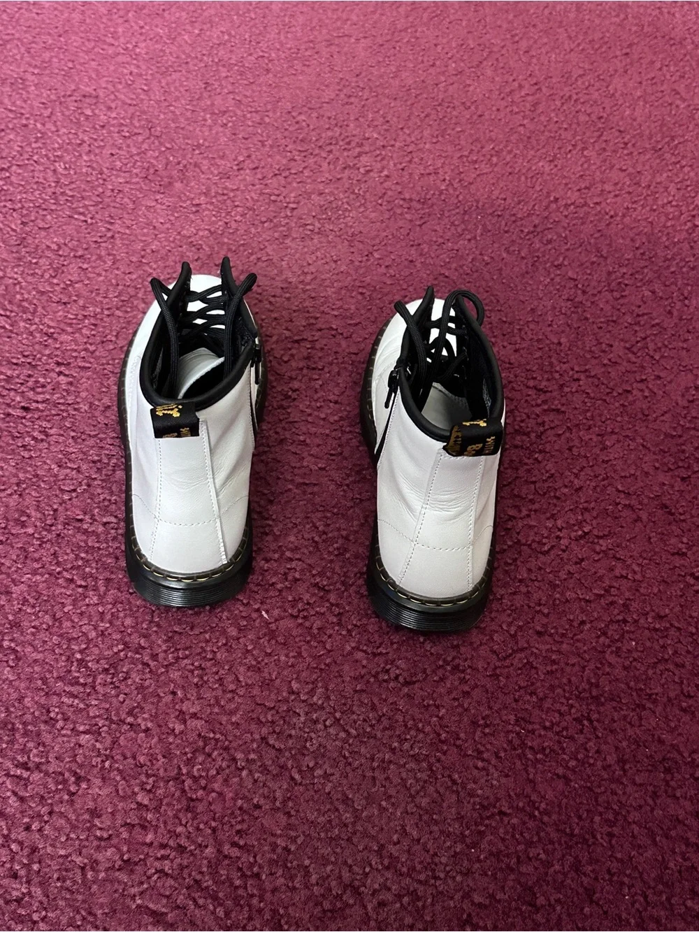 Dr. Martens White Leather Combat Boots Big Kid Youth Size 4
